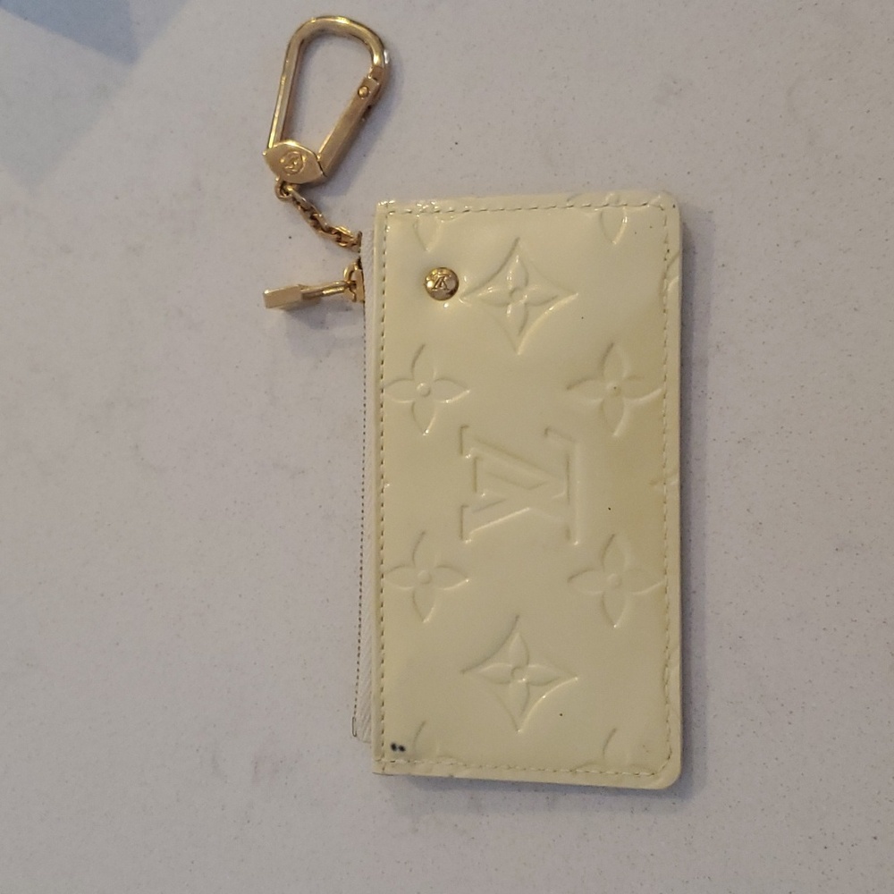 Louis Vuitton Yellow and Cream Key Card Holder with Gold Clip